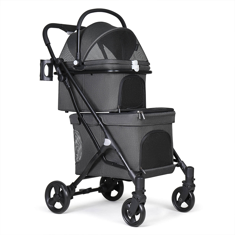 Hychi Dog/Cat Stroller with Dual layer